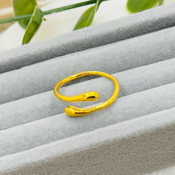 925 Sterling Silver Waterdrop Design Open Ring, Unisex Hand Accessory. - Picture 12 of 16